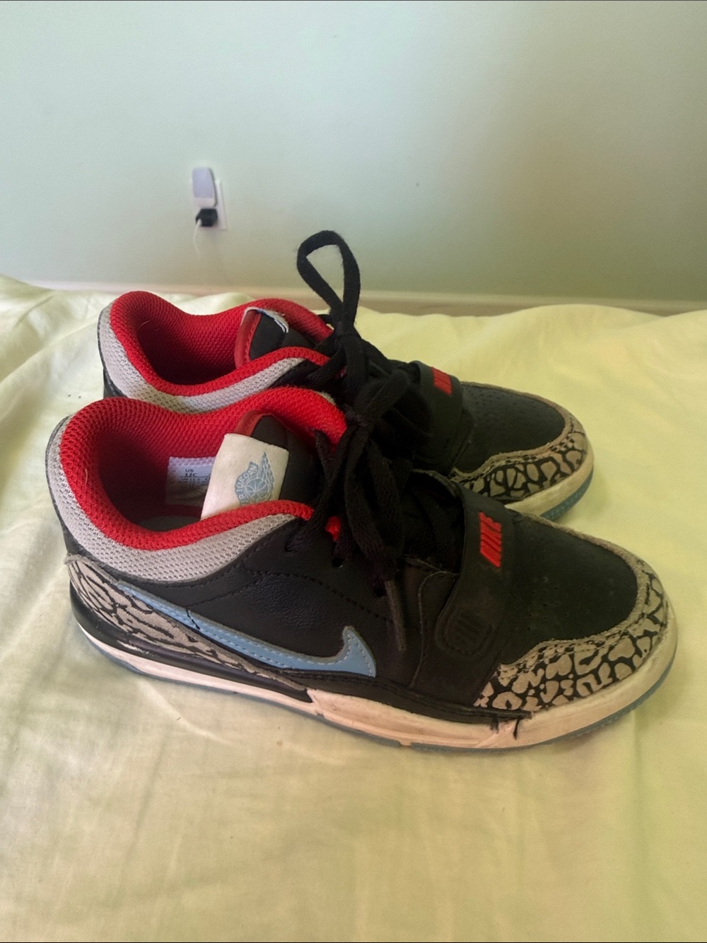Nike Air Jordan Kids Black, Red & Light Blue Low-Top Sneakers